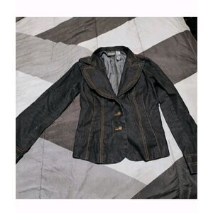 Bisou Bisou Dark Blue Blazer with Brown Stitching